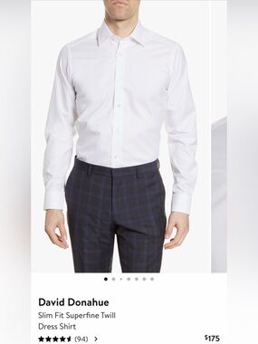 David Donahue White Long-Sleeve Dress Shirt